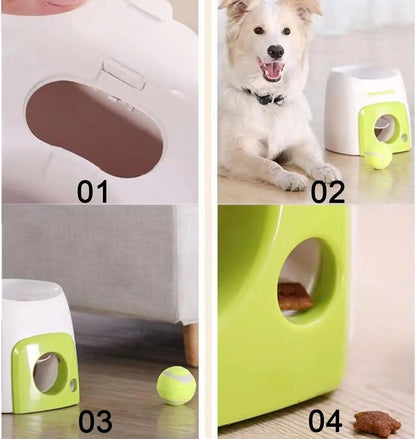 Automatic Pet Tennis Ball Launcher - Non-Electric Toy for Small and Medium Dogs, Includes Pet Food Reward Feature for Training