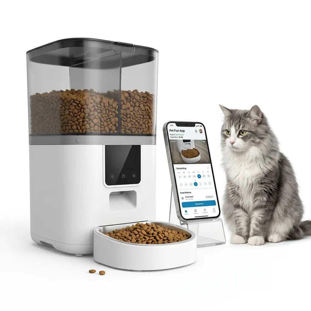 Automatic Smart Pet Feeder with Camera - App-Controlled Device for Dogs and Cats (4L/6L)