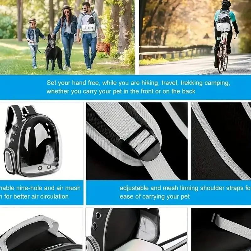 Portable Breathable Pet Carrier with Space Capsule Design, Dual Shoulder Travel Backpack for Dogs and Cats, Outdoor Pet Accessories