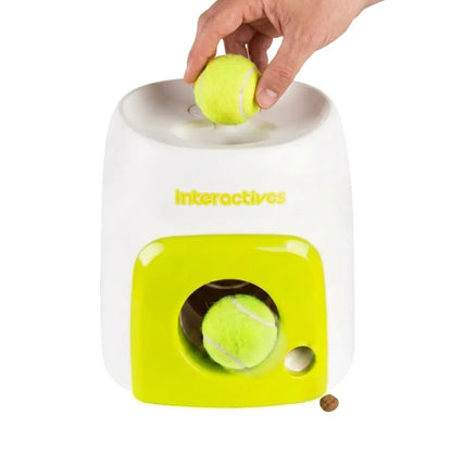 Automatic Pet Tennis Ball Launcher - Non-Electric Toy for Small and Medium Dogs, Includes Pet Food Reward Feature for Training