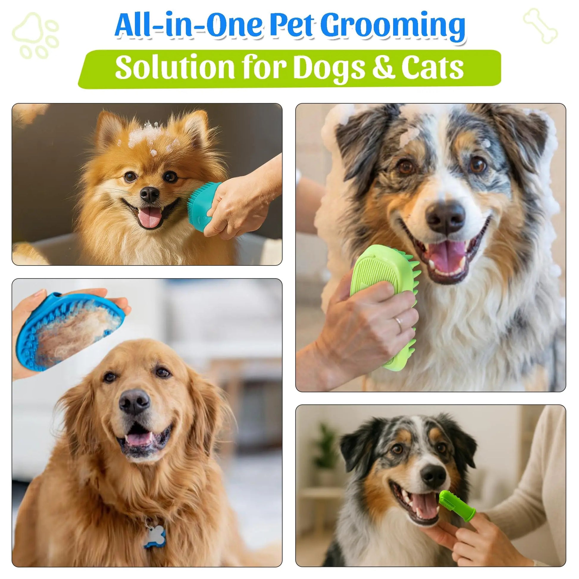 Professional Dog Washing Kit with Hose Attachment, Shampoo Sprayer, Drying Towel, Toothbrush, and Scrubber for Tub Use