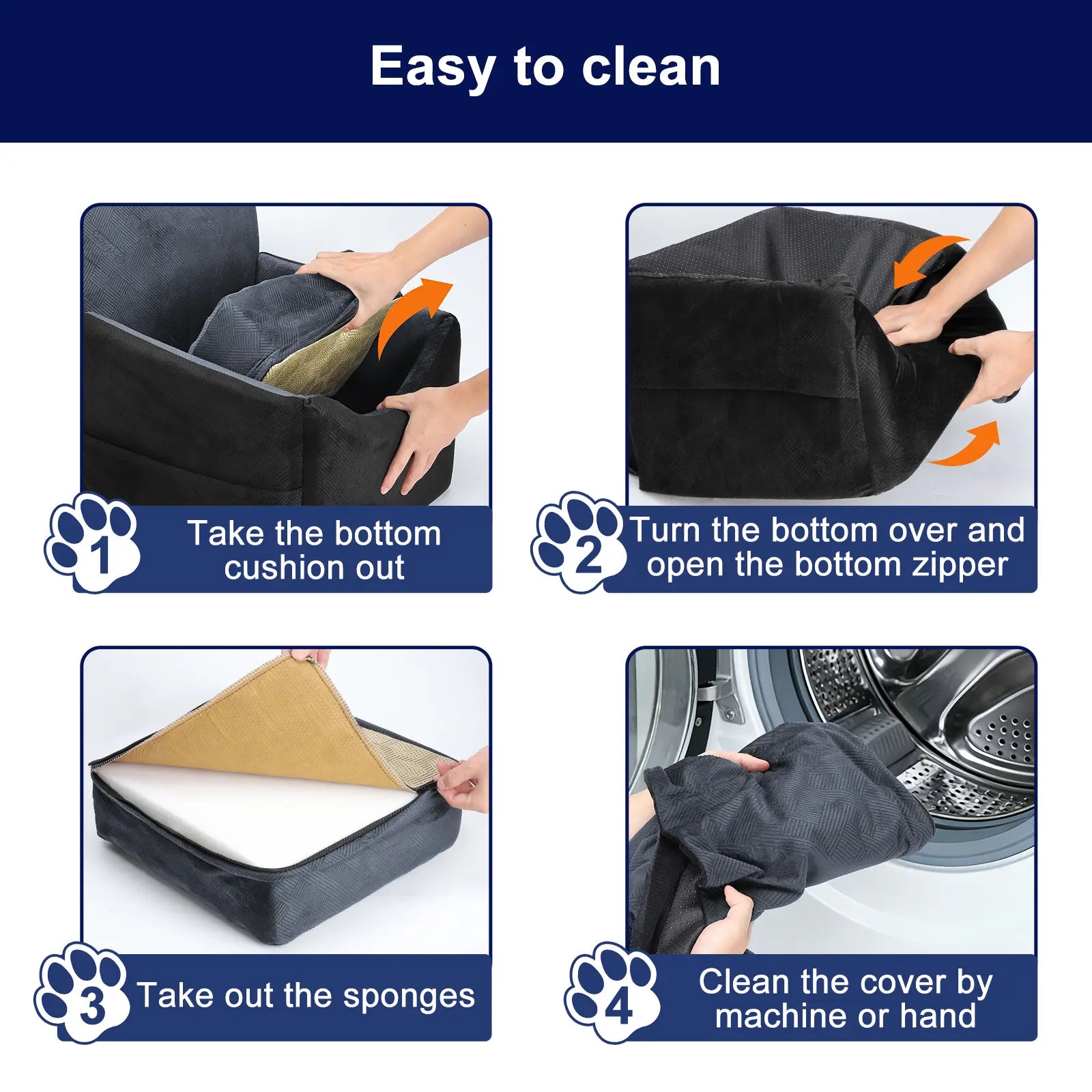 Luxury Memory Foam Dog Car Seat for Small to Medium Pets - Removable, Machine Washable, Adjustable Safety Leash, Soft Breathable Fabric, and Storage Pocket - Ideal for Travel in SUVs (Up to 30 lbs)