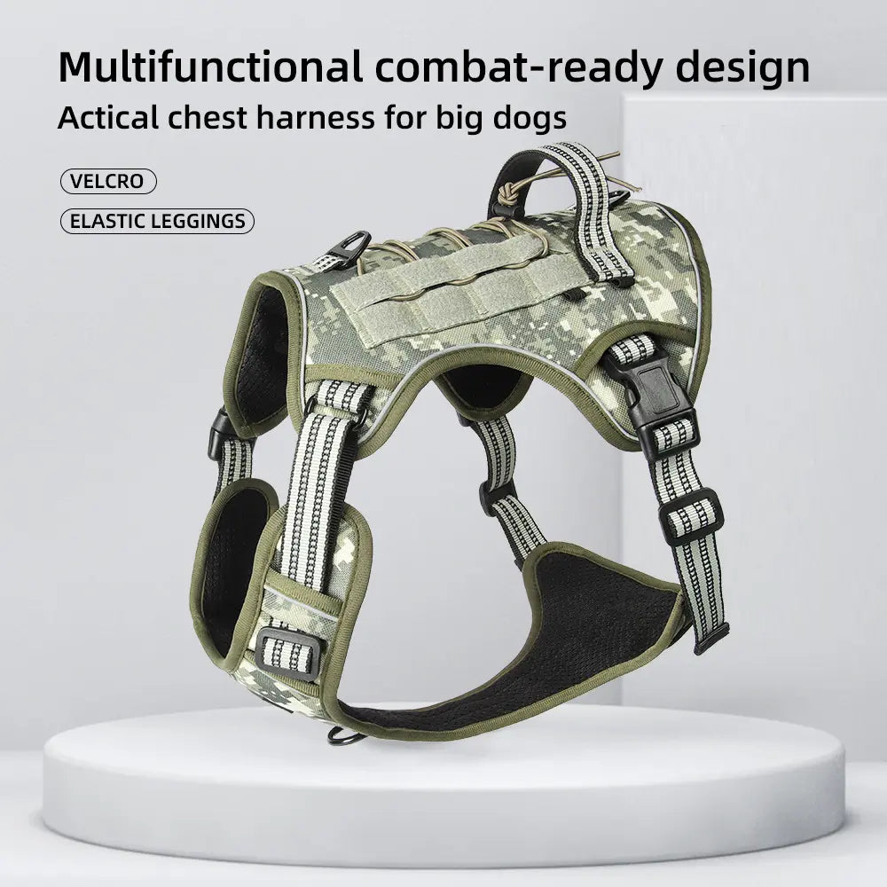 Yuy Pet Large Dog Tactical Harness, Dog Harness for Large Dogs , Durable Reflective Dog Harness, Easy to Control，Service Dog，Step in Dog Harness