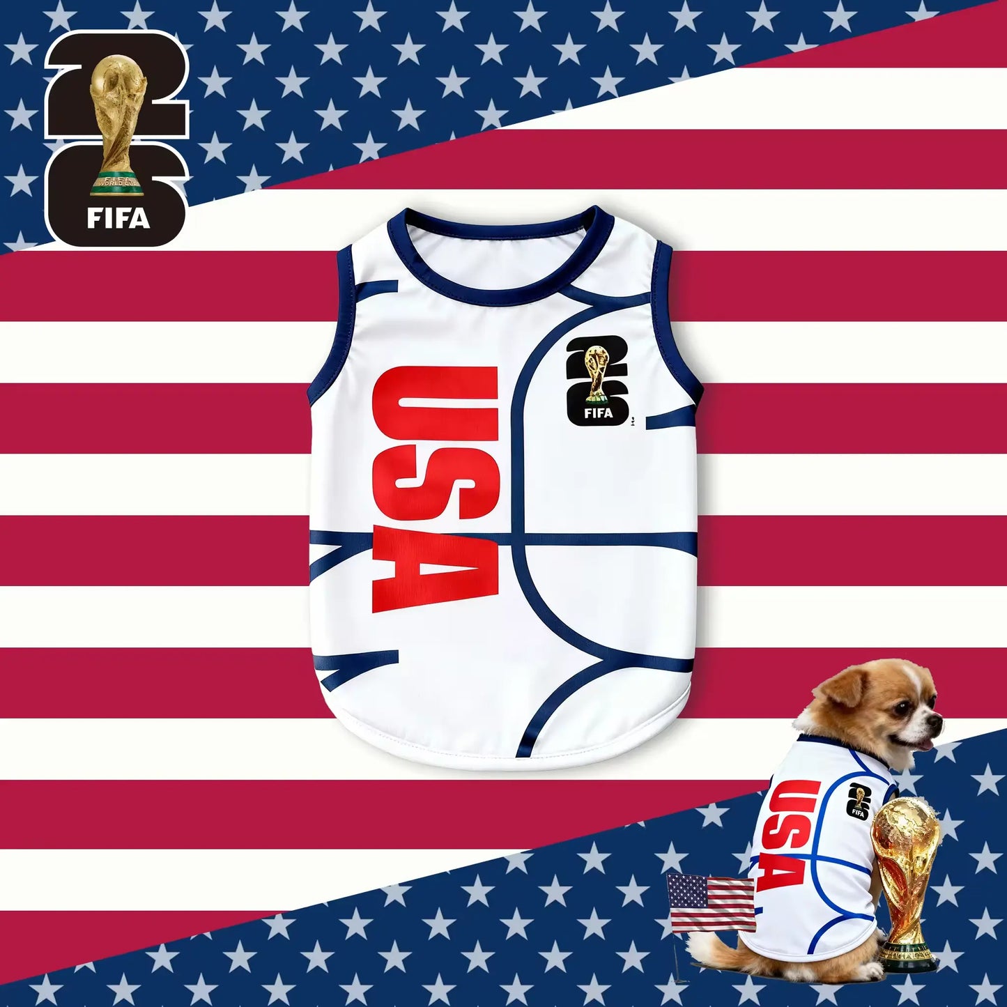 FIFA World Cup 2026 Officially Licensed Luxury Pet Apparel - Comfortable Dog Jerseys and Cat T-Shirts for Supporters of USA, Mexico, Argentina, and Brazil