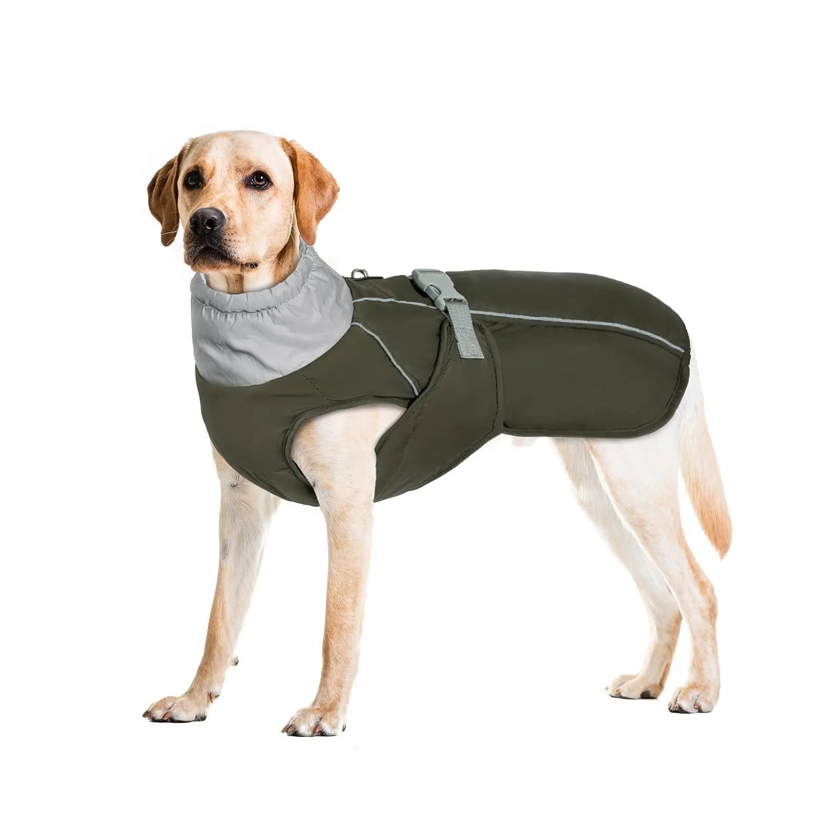 NACOCO Warm Dog Winter Coat - Padded Fleece Jacket Windproof Vest Reflective Stripe Large Dog Adjustable Clothes with Harness Snow Cold Weather Waterproof Outfit for Small Medium Large Dog