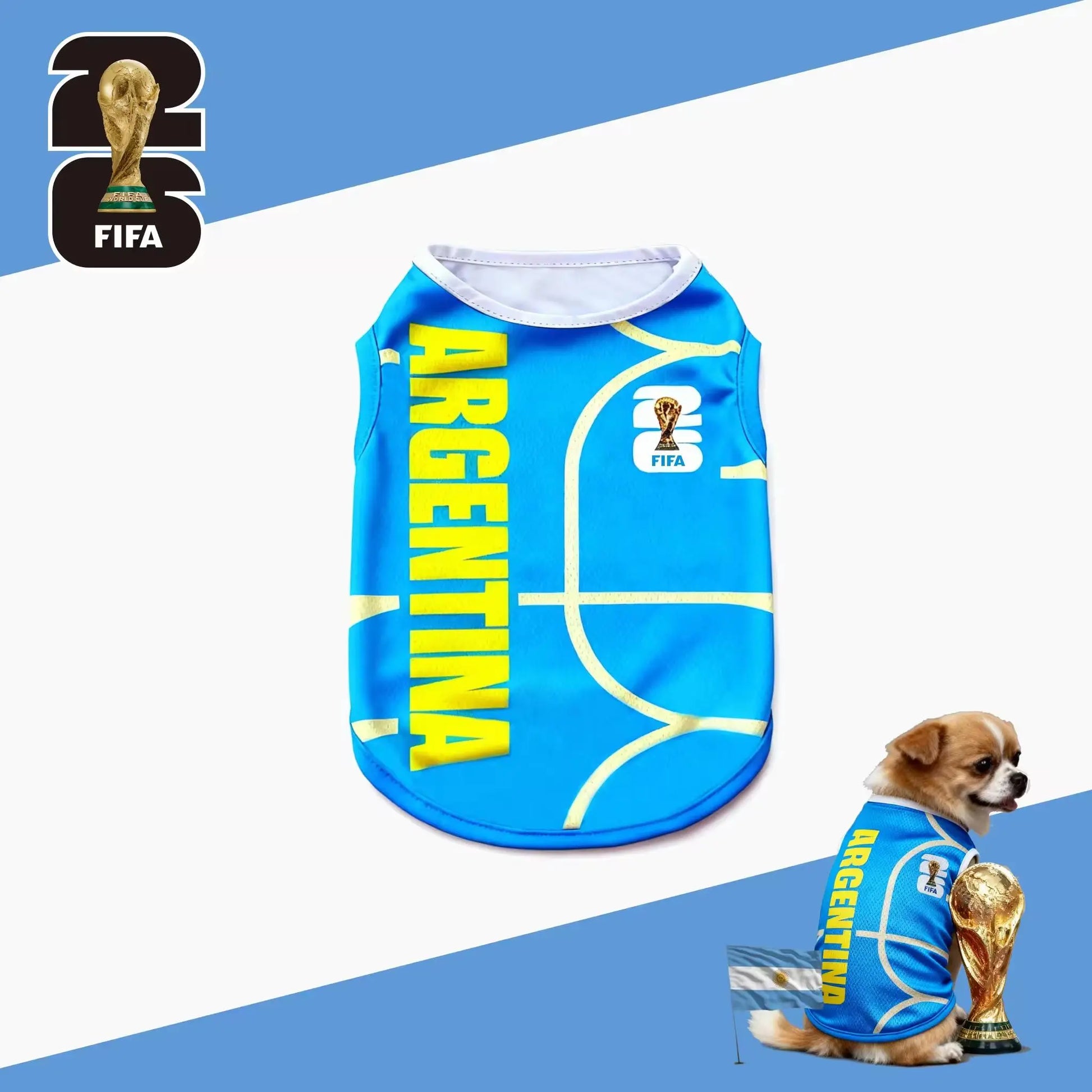 FIFA World Cup 2026 Officially Licensed Luxury Pet Apparel - Comfortable Dog Jerseys and Cat T-Shirts for Supporters of USA, Mexico, Argentina, and Brazil