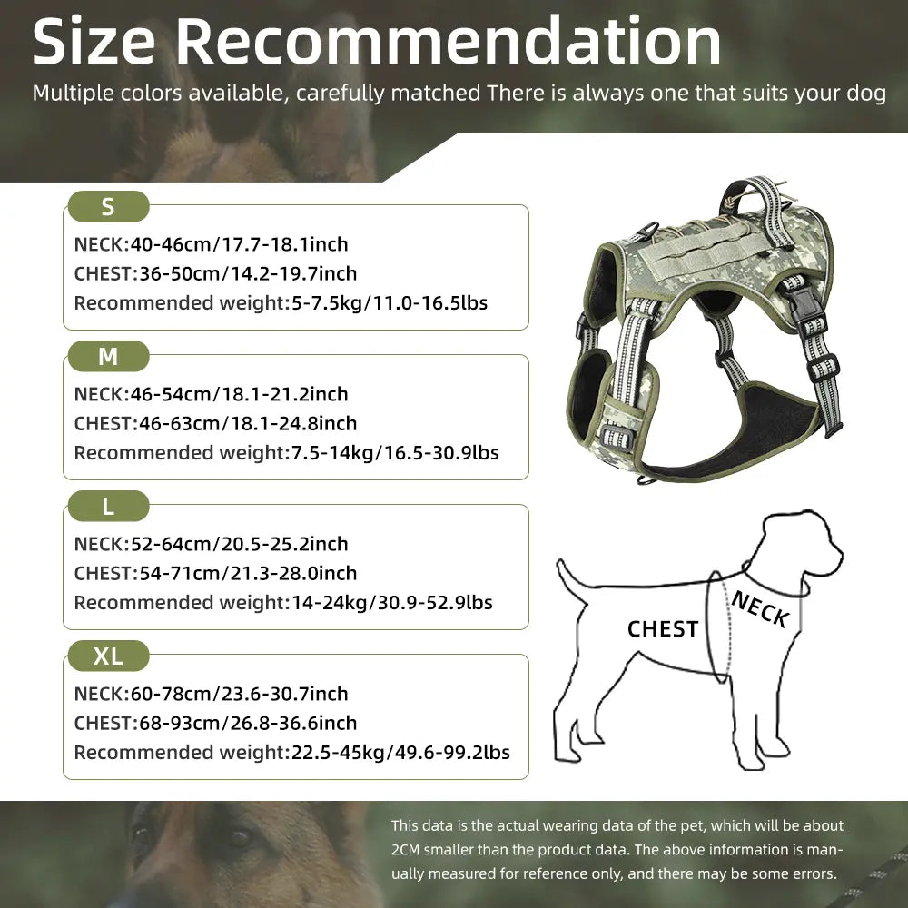 Yuy Pet Large Dog Tactical Harness, Dog Harness for Large Dogs , Durable Reflective Dog Harness, Easy to Control，Service Dog，Step in Dog Harness