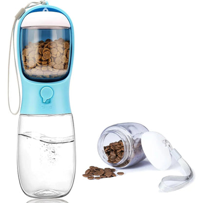 Portable Pet Water Bottle with Food Container for Dogs and Cats - Ideal for Hiking, Travel, and Outdoor Activities (19 Oz)