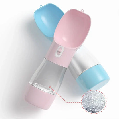 Portable Leak-Proof Pet Travel Water Bowl and Food Feeder, 258ML Water Capacity + 200ML Food Compartment, Easy to Clean and Detachable Design for Outdoor Adventures with Cats and Dogs