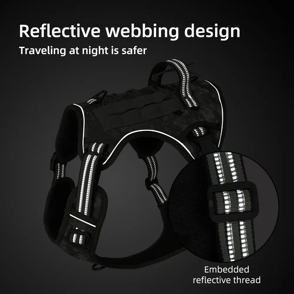 Yuy Pet Large Dog Tactical Harness, Dog Harness for Large Dogs , Durable Reflective Dog Harness, Easy to Control，Service Dog，Step in Dog Harness