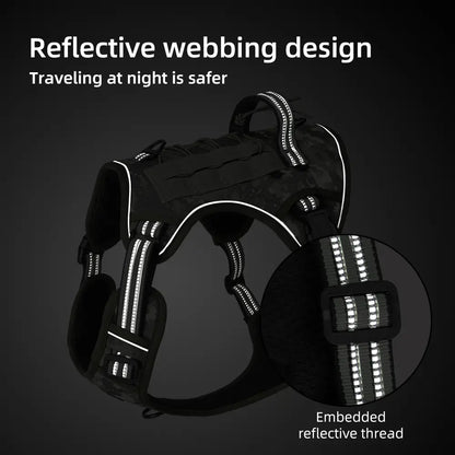 Yuy Pet Large Dog Tactical Harness, Dog Harness for Large Dogs , Durable Reflective Dog Harness, Easy to Control，Service Dog，Step in Dog Harness
