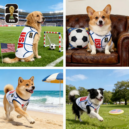 Official FIFA World Cup 2026 Licensed Luxury Pet Apparel - Dog Jerseys and Cat T-Shirts for Comfortable Support of USA, Mexico, Argentina, and Brazil