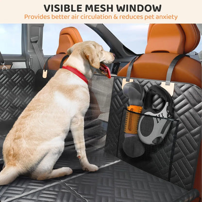Dog Back Seat Extender for Vehicles - Heavy Duty Waterproof Pet Hammock and Cover, Supports 400 lbs, Ideal for Cars and SUVs, Black