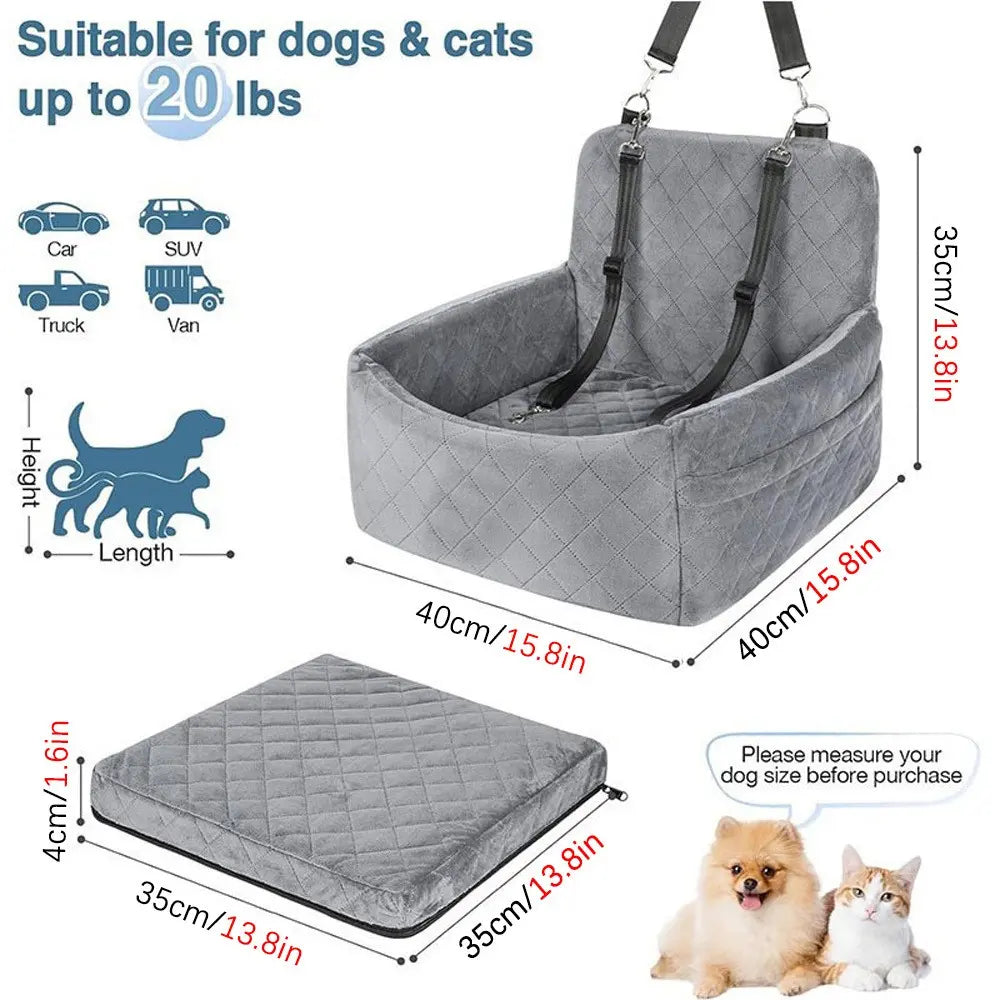 Premium Car Pet Seat for Dogs and Cats - Travel Booster, Durable and Easy to Clean, Safe and Comfortable for Co-Driving