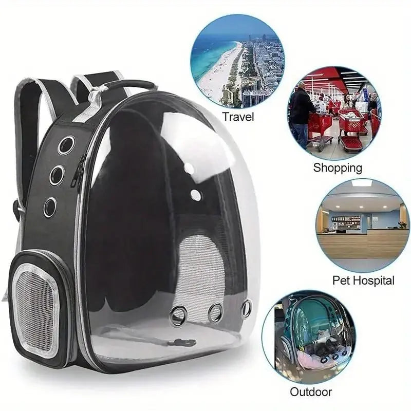 Portable Breathable Pet Carrier with Space Capsule Design, Dual Shoulder Travel Backpack for Dogs and Cats, Outdoor Pet Accessories