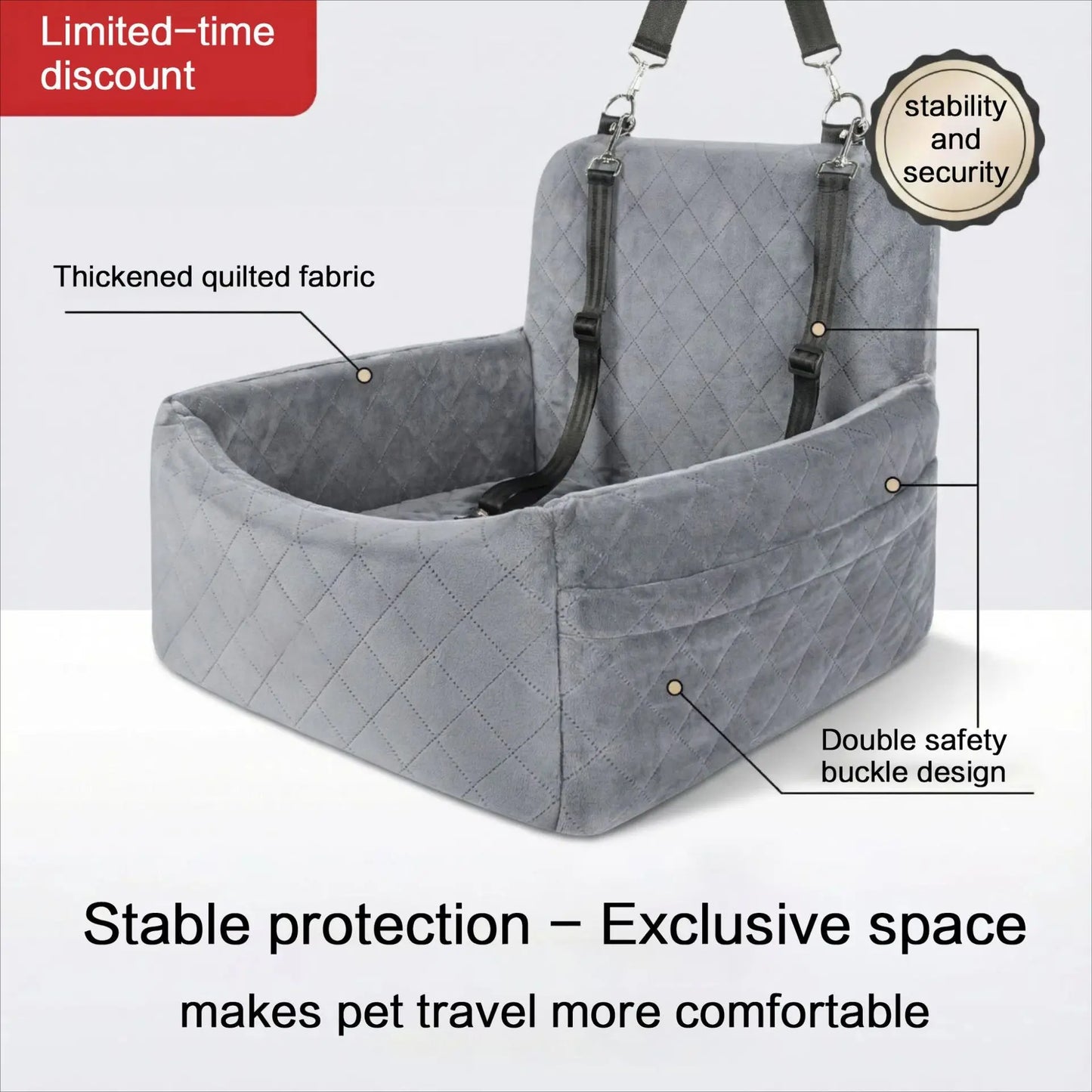 Premium Car Pet Seat for Dogs and Cats - Travel Booster, Durable and Easy to Clean, Safe and Comfortable for Co-Driving