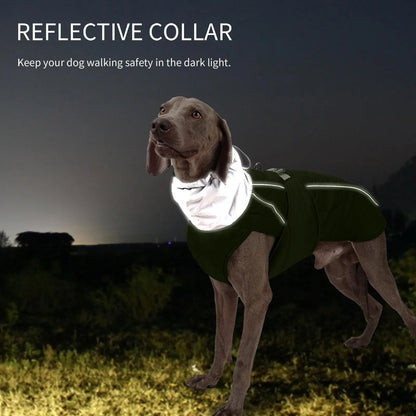 NACOCO Warm Dog Winter Coat - Padded Fleece Jacket Windproof Vest Reflective Stripe Large Dog Adjustable Clothes with Harness Snow Cold Weather Waterproof Outfit for Small Medium Large Dog