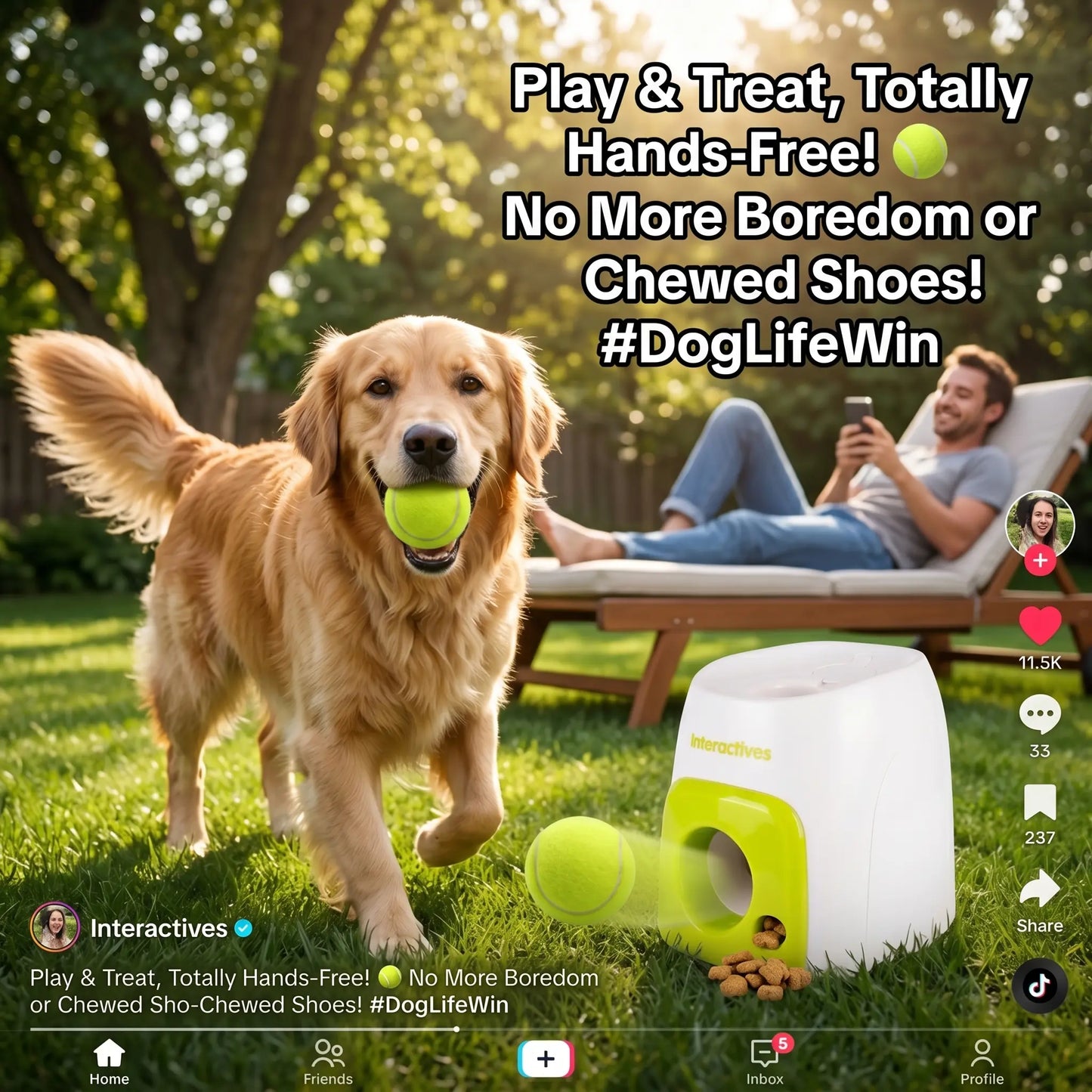 Automatic Pet Tennis Ball Launcher - Non-Electric Toy for Small and Medium Dogs, Includes Pet Food Reward Feature for Training
