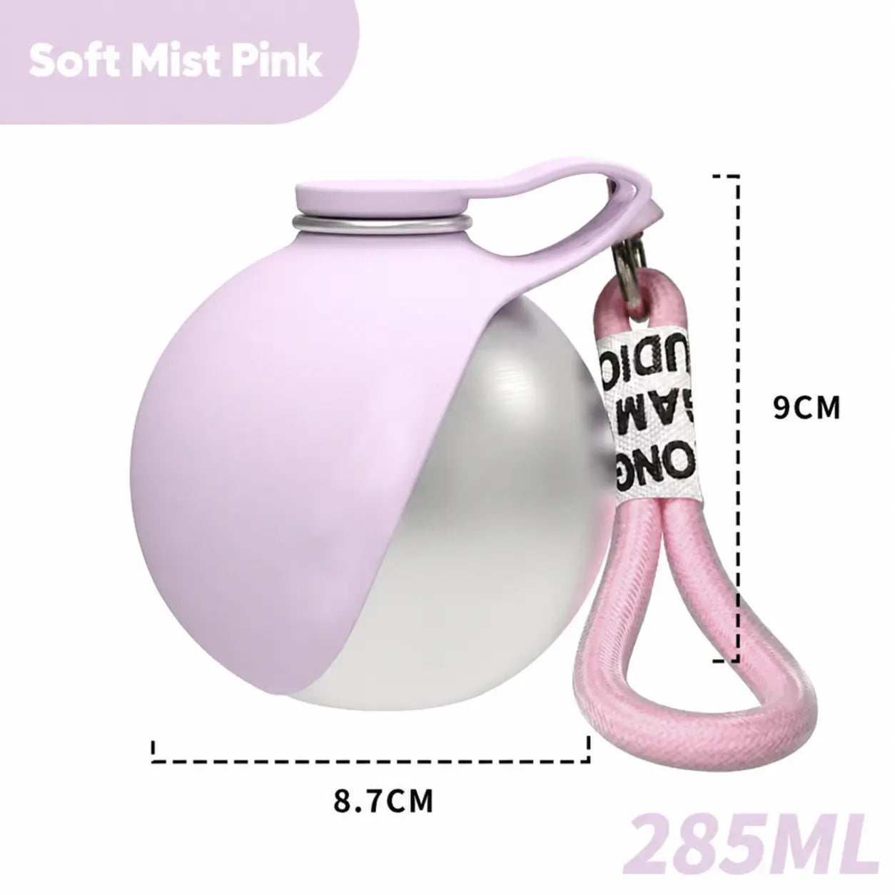 Stainless Steel Leak-Proof Pet Water Bottle with Integrated Drinking Basin - 285ml Ideal for Travel and Outdoor Activities