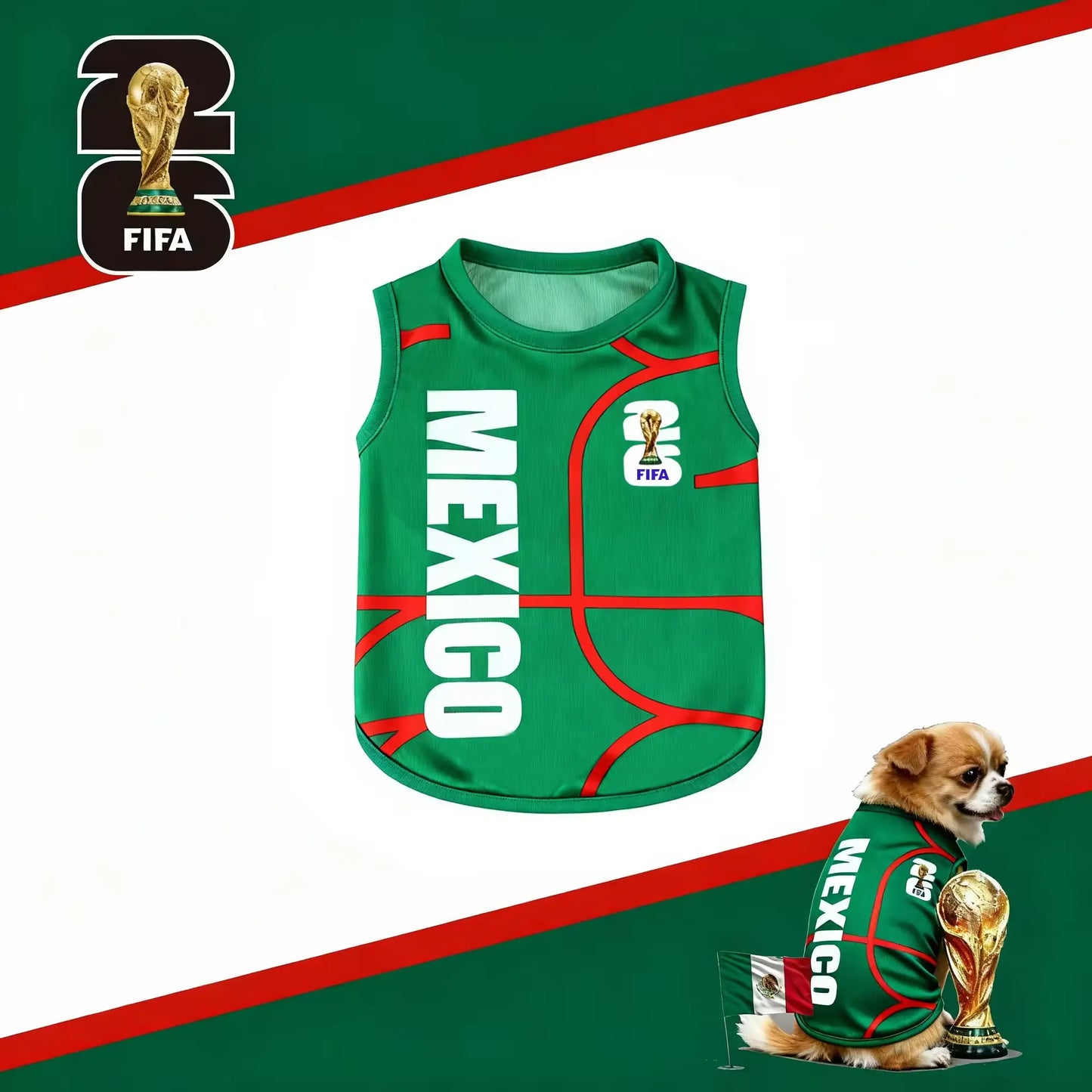 FIFA World Cup 2026 Officially Licensed Luxury Pet Apparel - Comfortable Dog Jerseys and Cat T-Shirts for Supporters of USA, Mexico, Argentina, and Brazil