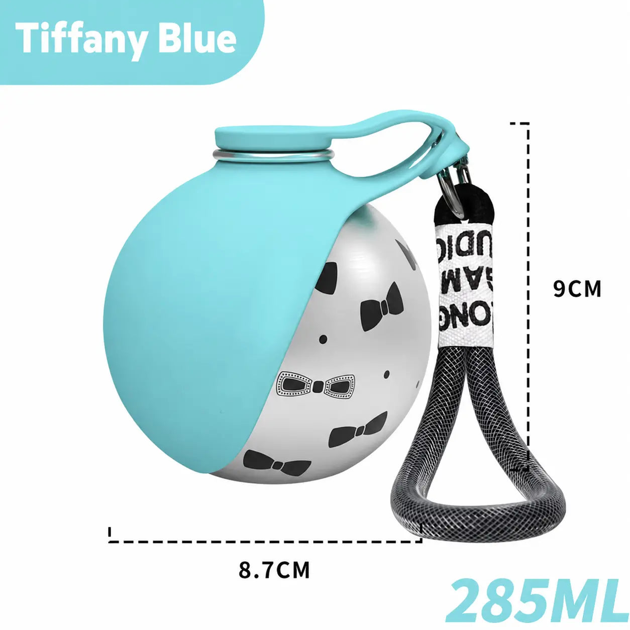 Stainless Steel Leak-Proof Pet Water Bottle with Integrated Drinking Basin - 285ml Ideal for Travel and Outdoor Activities