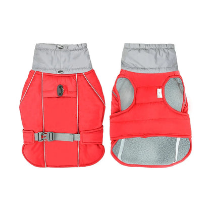 NACOCO Warm Dog Winter Coat - Padded Fleece Jacket Windproof Vest Reflective Stripe Large Dog Adjustable Clothes with Harness Snow Cold Weather Waterproof Outfit for Small Medium Large Dog