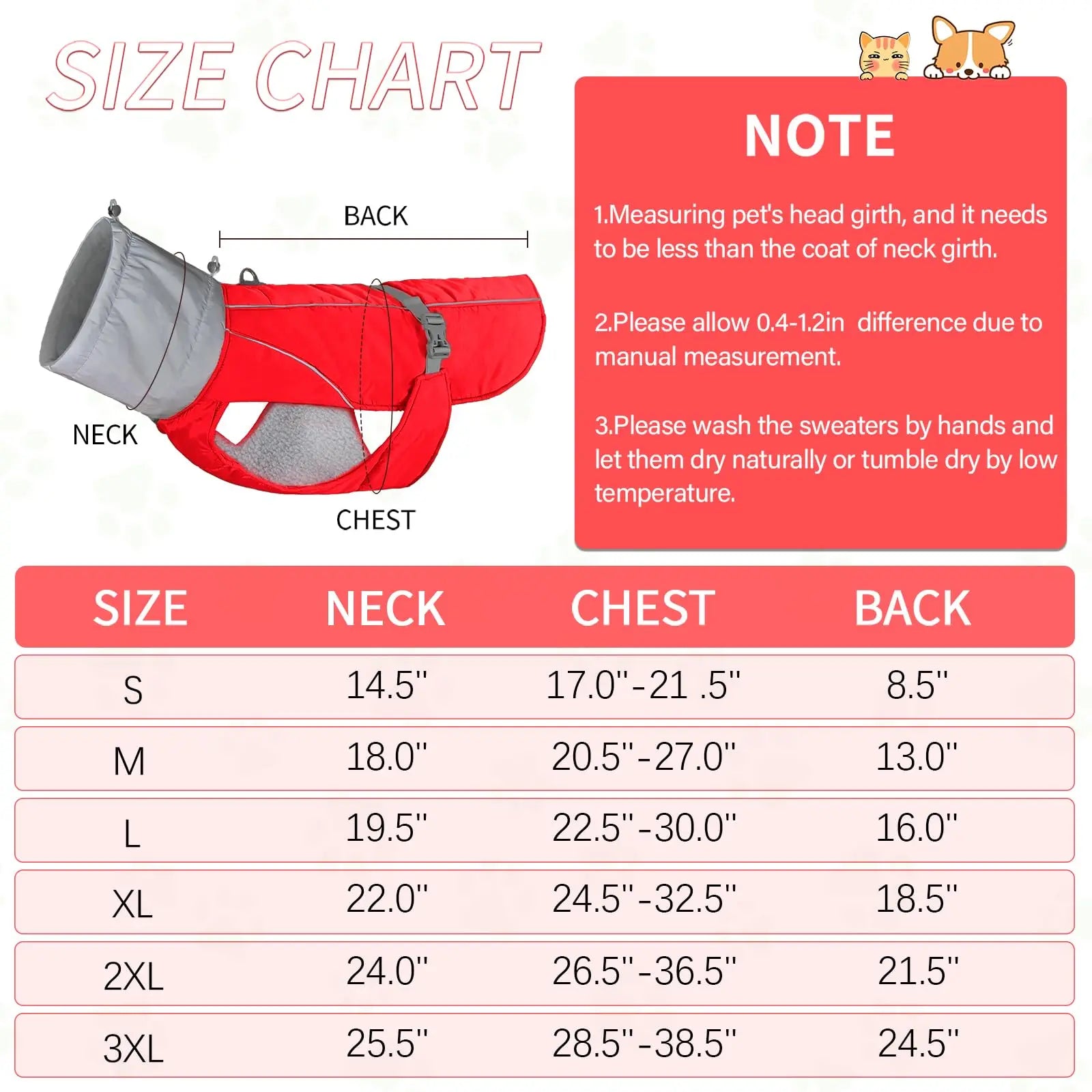 NACOCO Warm Dog Winter Coat - Padded Fleece Jacket Windproof Vest Reflective Stripe Large Dog Adjustable Clothes with Harness Snow Cold Weather Waterproof Outfit for Small Medium Large Dog