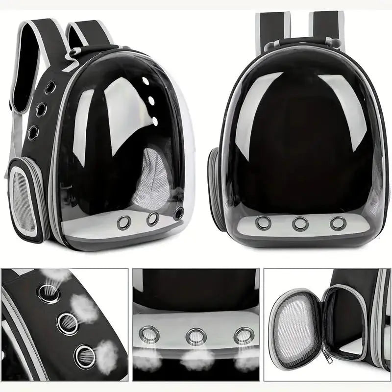 Portable Breathable Pet Carrier with Space Capsule Design, Dual Shoulder Travel Backpack for Dogs and Cats, Outdoor Pet Accessories