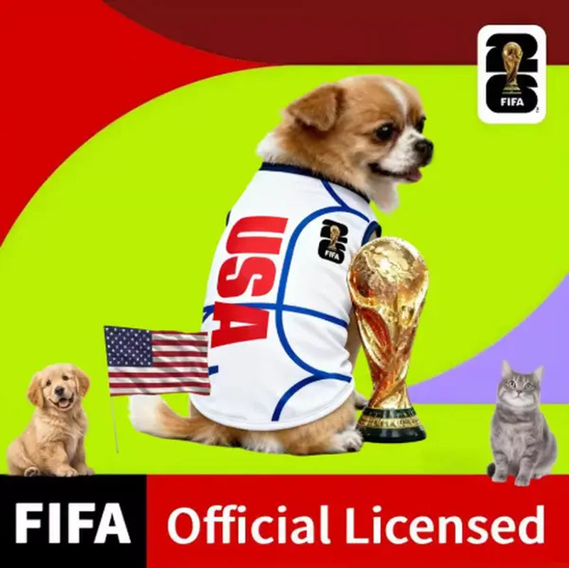 FIFA World Cup 2026 Officially Licensed Luxury Pet Apparel - Comfortable Dog Jerseys and Cat T-Shirts for Supporters of USA, Mexico, Argentina, and Brazil