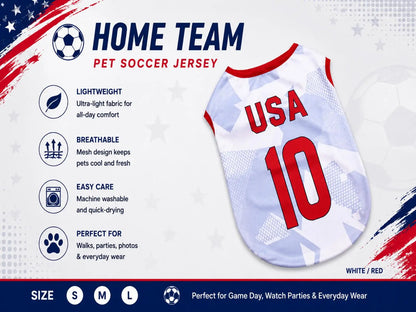 Pet Soccer Jersey Outfit - Cute Game Day Pet Shirt for Small, Medium Dogs & Cats Clothes
