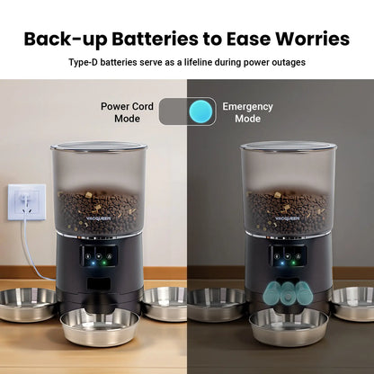 Vacqueen Smart Automatic Cat Feeder for Multiple Cats - Advanced Anti-Jam Technology, Dual-Effect Desiccant System, 6L Capacity with 10-Second Voice Recorder for Cats and Small Dogs