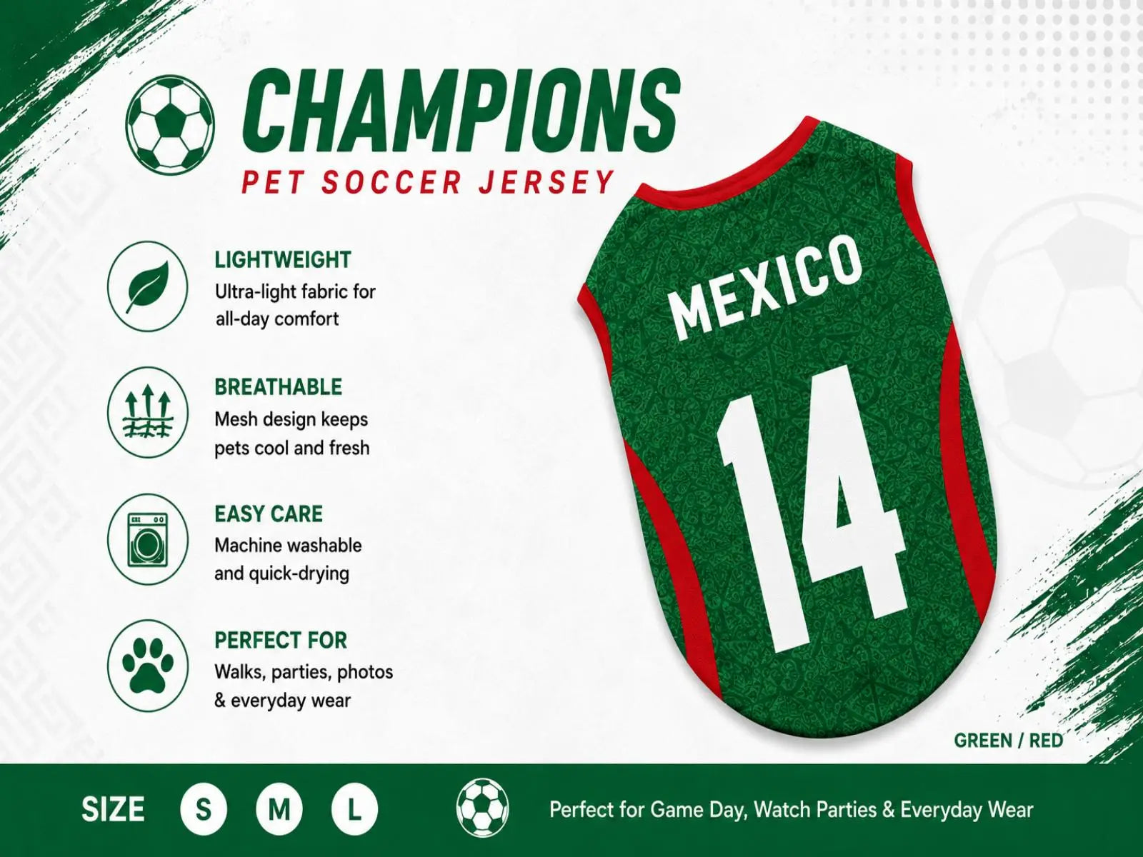 Pet Soccer Jersey - Stylish Game Day Apparel for Small and Medium Dogs and Cats